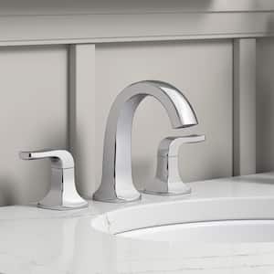 Rubicon 8 in. Widespread Double Handle High Arc Bathroom Faucet in Polished Chrome