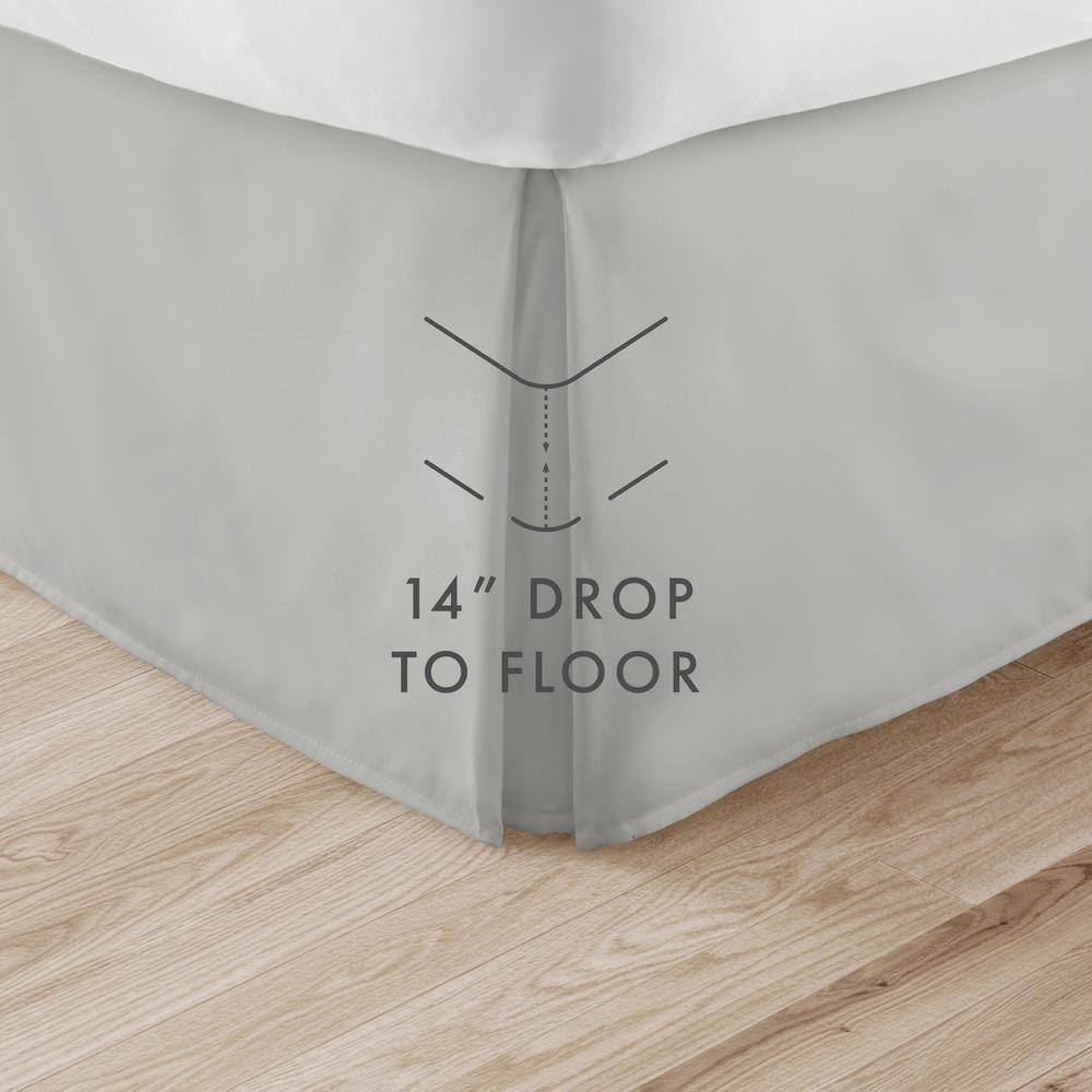 Full Light Gray Microfiber Pleated Bed Skirt