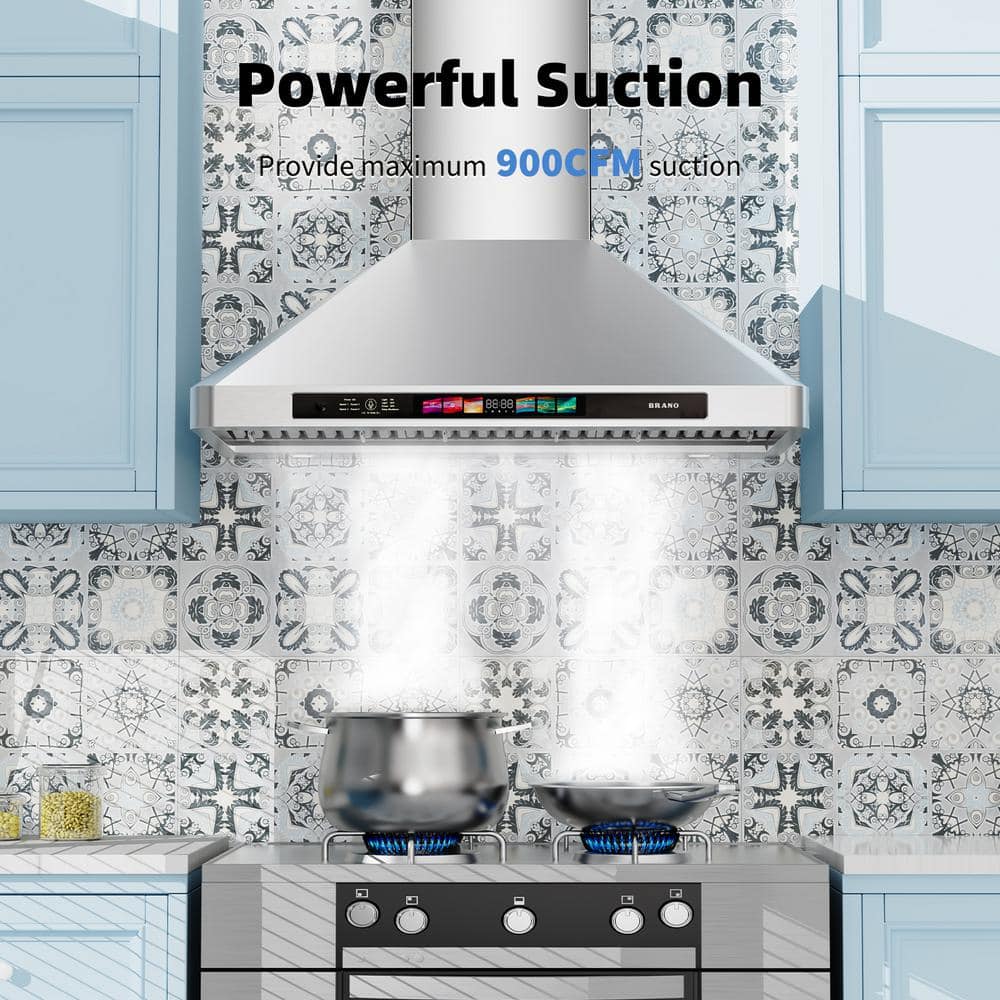 30 Inch Stainless Steel Wall Mount Range Hood with LED Lights
