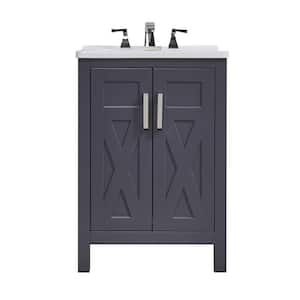 Stufurhome Hathaway 24 in. x 34 in. Grey Engineered Wood Laundry Sink