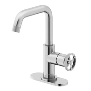 Cass Single Handle Single-Hole Bathroom Faucet Set with Deck Plate in Brushed Nickel