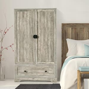 Gray Wood 38 in. Armoire with Drawers