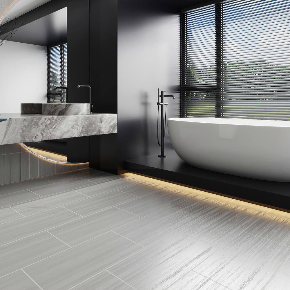 Spazio Laser Gray 12" x 24" Rectified Porcelain Tile