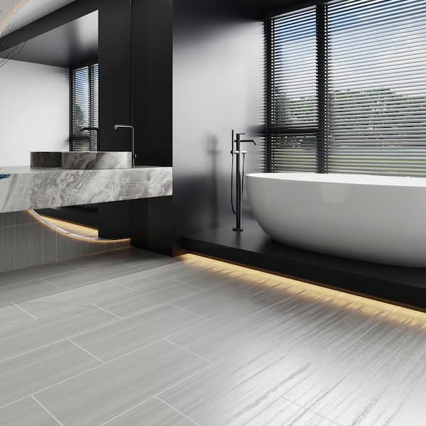 Spazio Laser Gray 12 in. x 24 in. Porcelain Floor and Wall Tile (6-Piece) (12 sq. ft./Case)