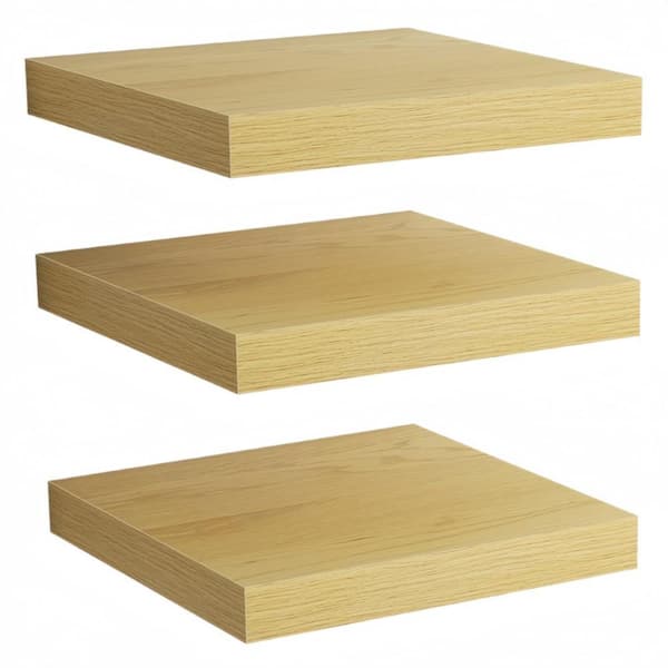 12 in.W x 12 in.D Oak Floating Shelves for Wall,Set of 3 Rustic Wood Wall Shelves with Invisible Brackets