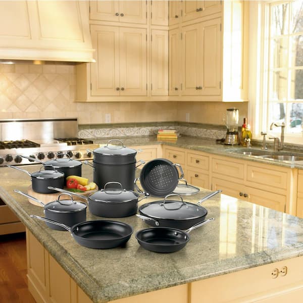 Chef's Classic 17-Piece Hard-Anodized Aluminum Nonstick Cookware Set in Black