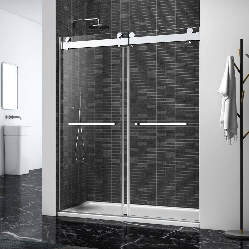 72 in. W x 76 in. H Double Sliding Frameless Shower Door in Brushed Nickel with Soft-Closing and 3/8 in. (10 mm) Glass price history on PriceWatchPro