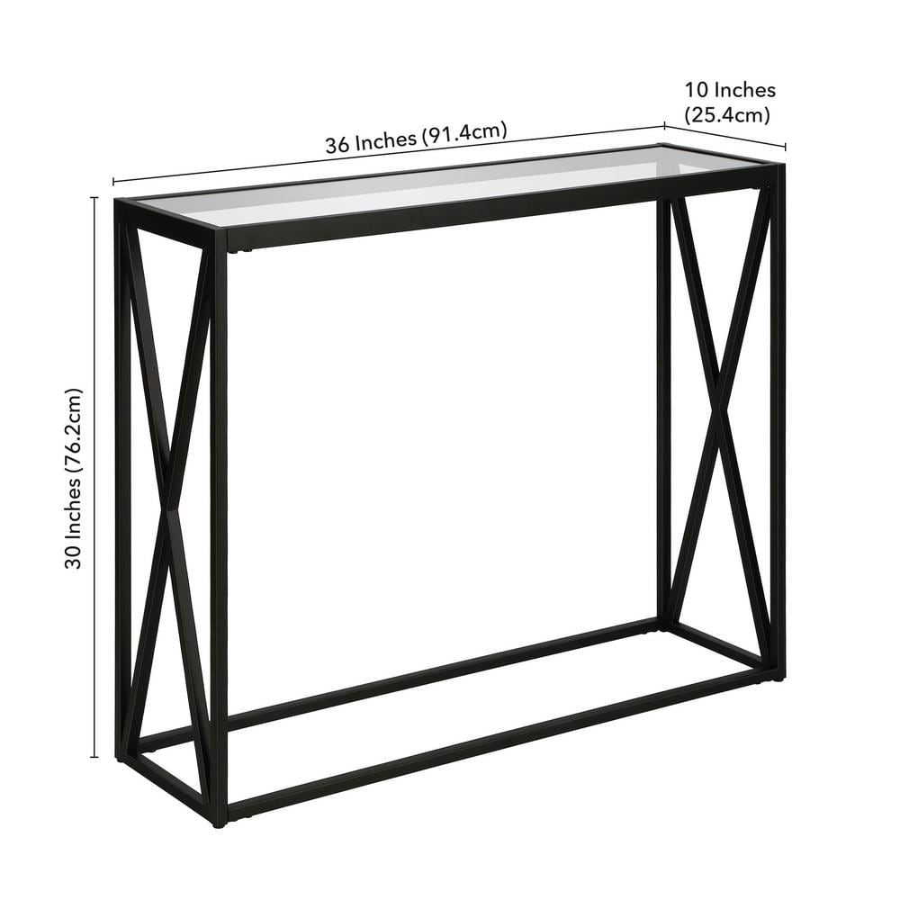 Arlo 30" Blackened Bronze Metal and Glass Console Table with Storage