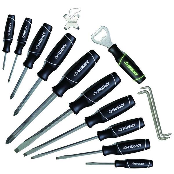 Husky Screwdriver Set, with Glow in the Dark Handle Bottle Opener(14-Piece)
