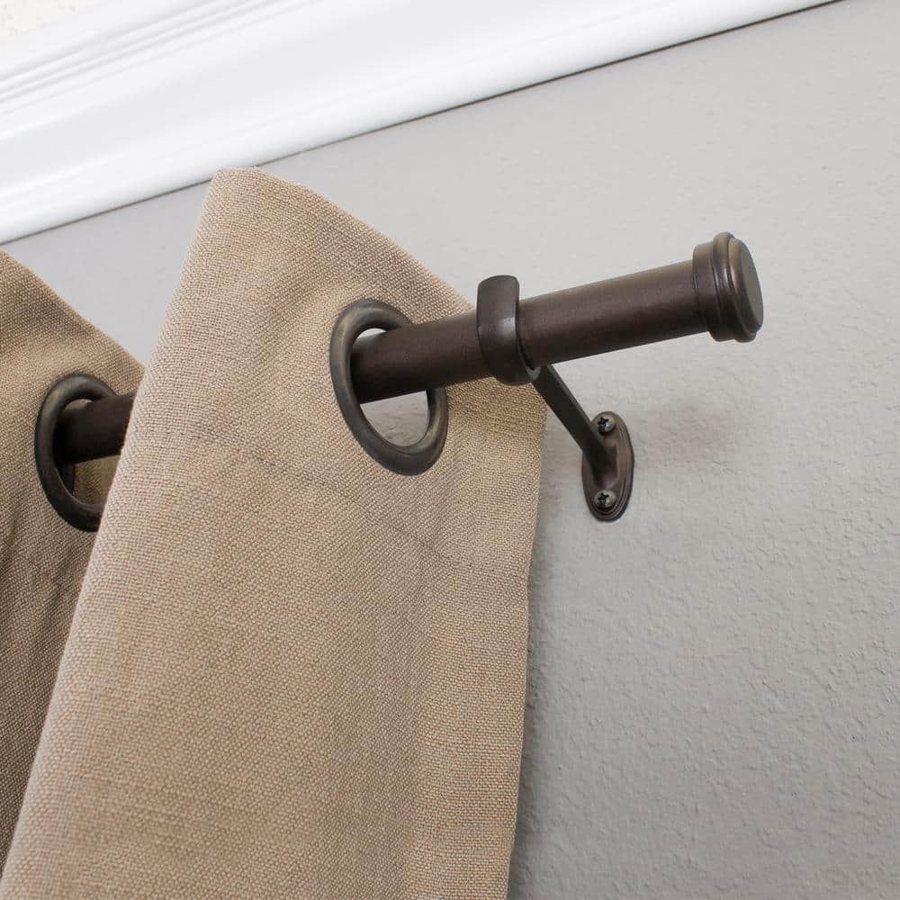 Adjustable Copper Single Curtain Rod with Finial, 36-72 Inches