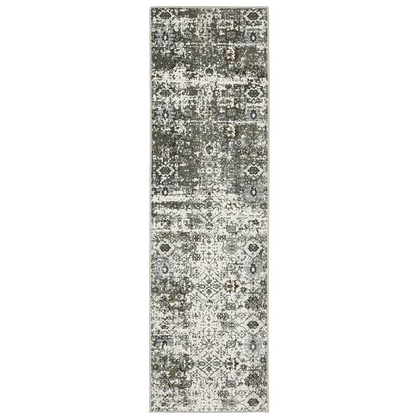 AVERLEY HOME Galleria Ivory 2 ft. x 8 ft. Distressed Oriental Polyester Indoor Runner Area Rug