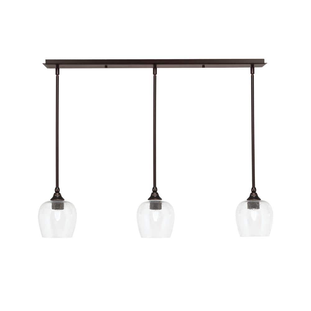 Livingston 100-Watt 3-Light Dark Granite Shaded Pendant Light with 6 in. Cl