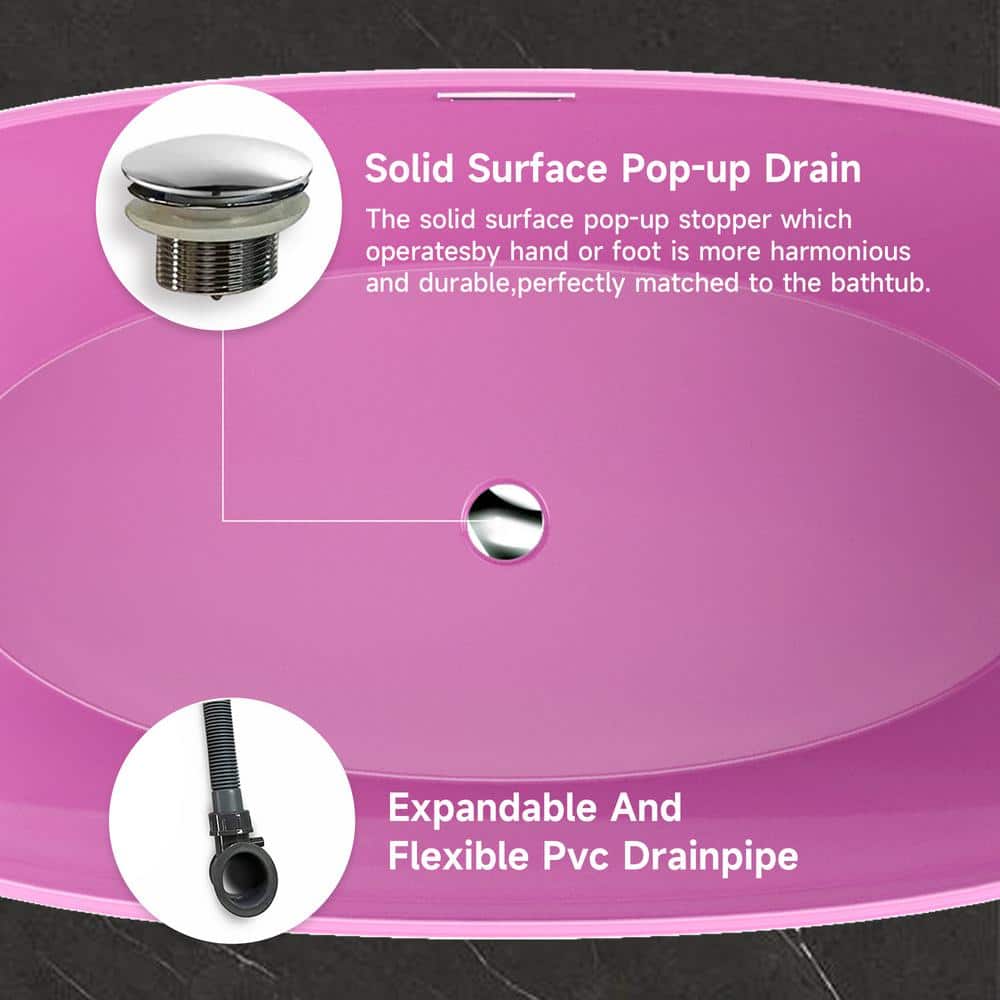 60'' Pink Acrylic Freestanding Double Slipper Bathtub
