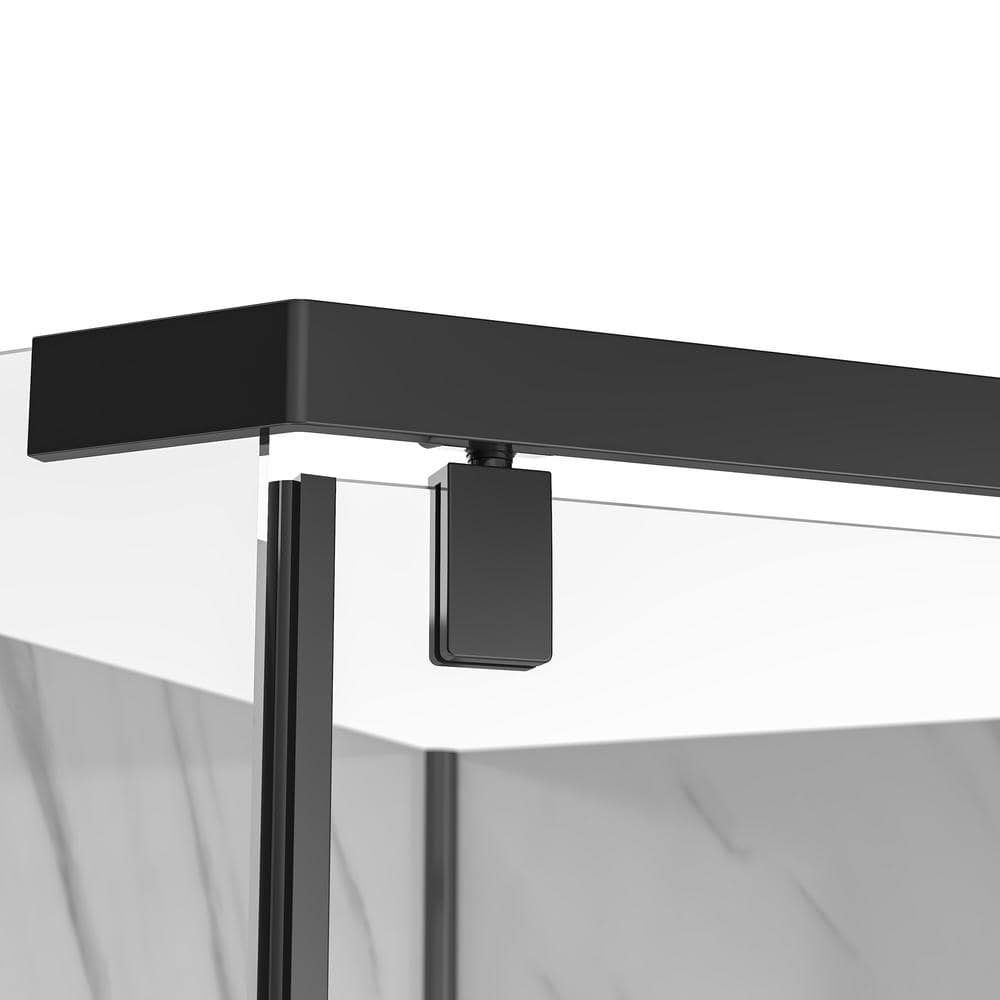 Capri 38" Black Aluminum Neo-Angle Shower Kit