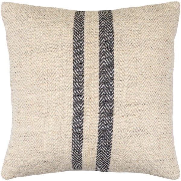 Livabliss Becki Owens Brett Accent Beige/Gray Striped Down 20 in. L x 20 in. W Throw Pillow