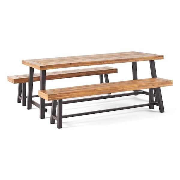 Carlisle 30 in. Rustic Metal 3-Piece Metal Rectangular Outdoor Patio Dining Set