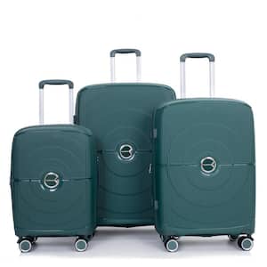 3-Piece Green Spinner Wheels, Rolling, Lockable Handle and Light Weight Expandable Luggage Set