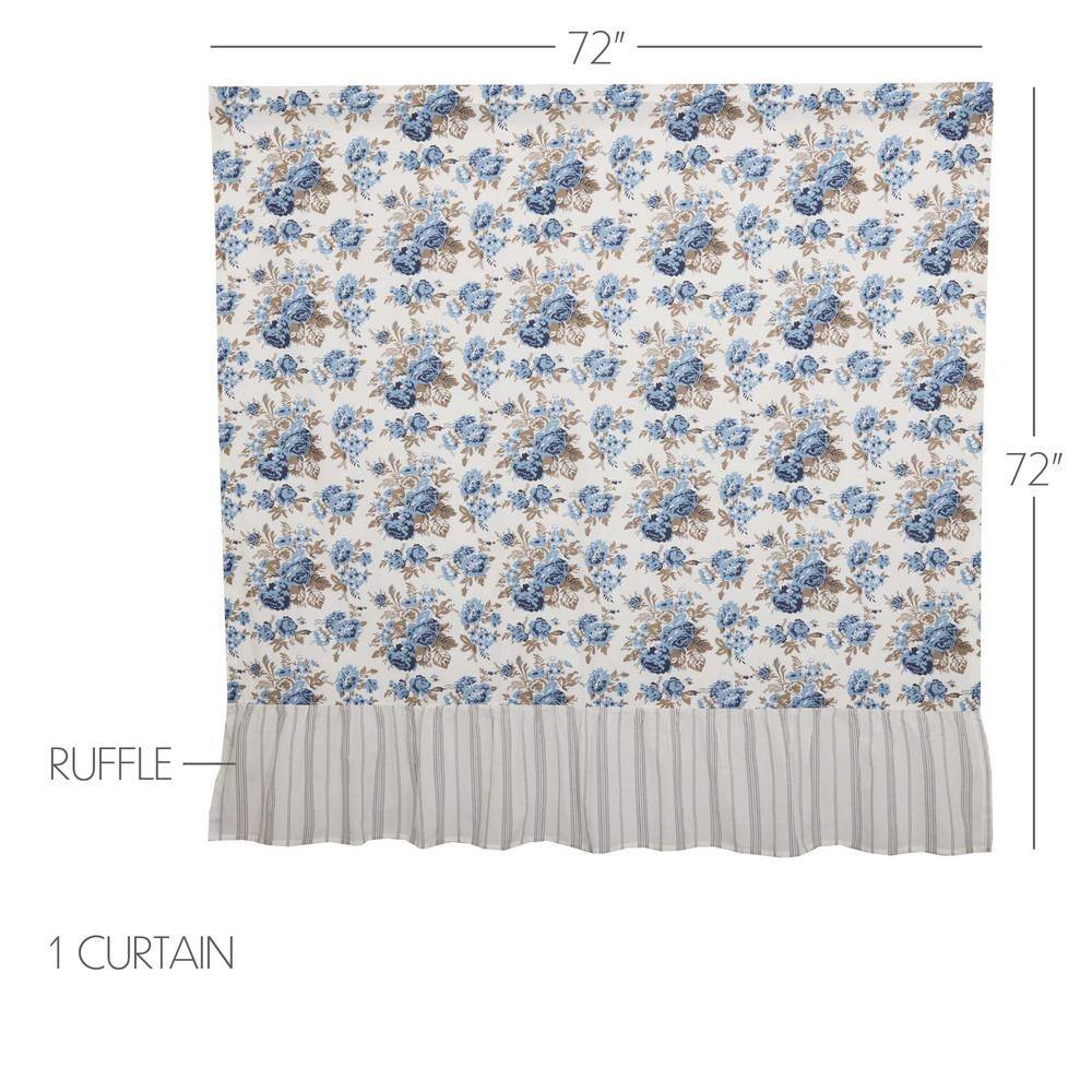 Annie Blue Floral Ruffled Cotton Shower Curtain 72x72