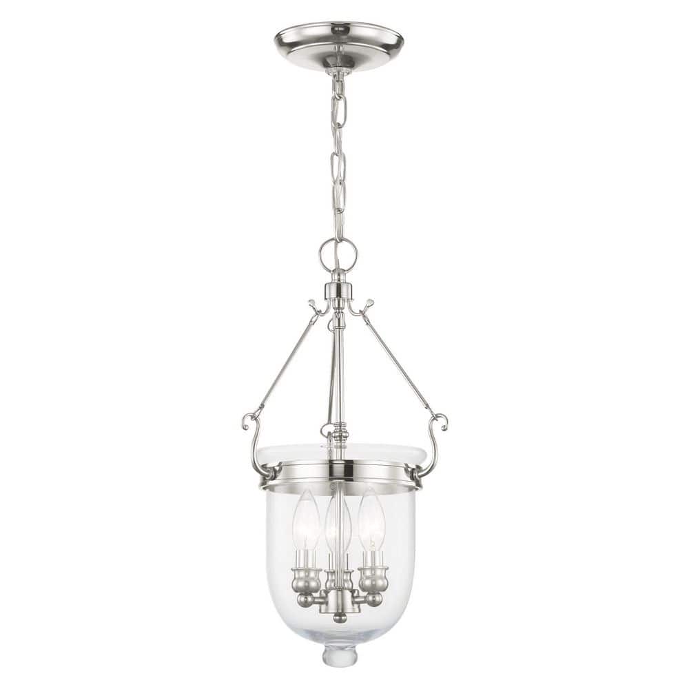 Elegant Jefferson 3-Light Chandelier in Polished Nickel with Clear Glass