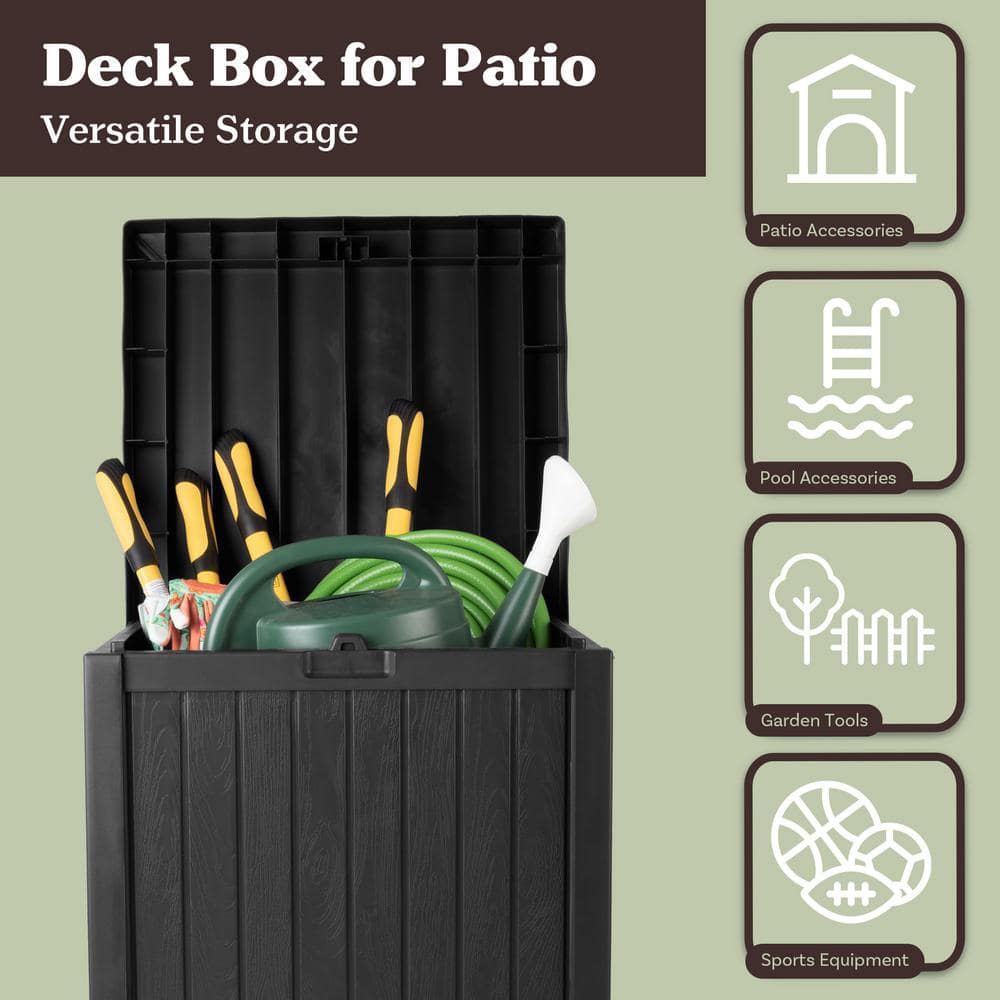 Black 50 Gallon Lockable Plastic Deck Storage Box