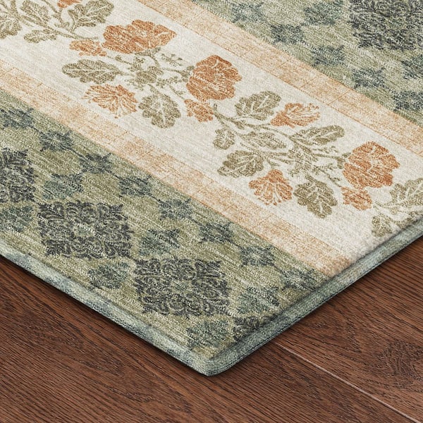 Mayfield Premium Machine Washable Abstract AMF2465 Sage 2 ft. x 3 ft. Accent Rug
