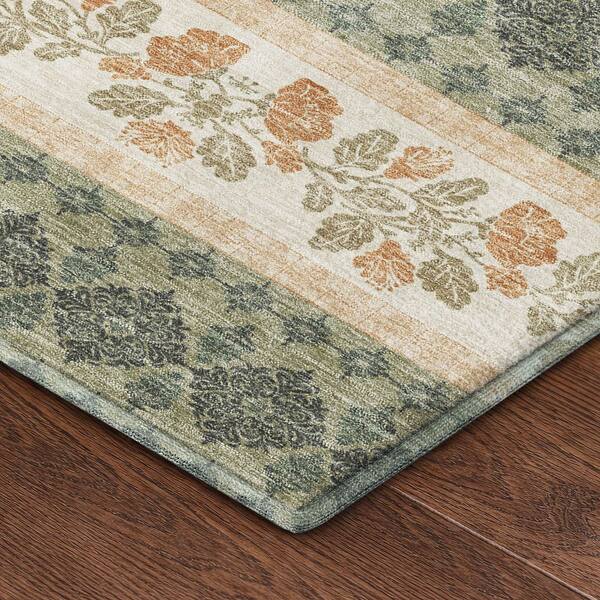 Mayfield Premium Machine Washable Abstract AMF2465 Sage 5 ft. x 7 ft. 6 in. Area Rug