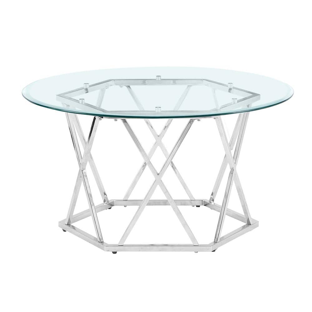 Steve Silver Escondido 36 in. Round Glass Top Silver Cocktail/Coffee