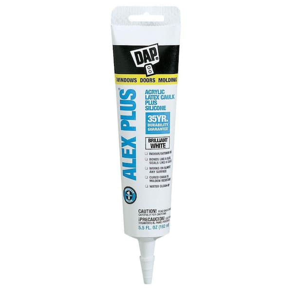DAP Alex Plus 5.5 oz. White Acrylic Latex Caulk Plus Silicone (12-Pack)