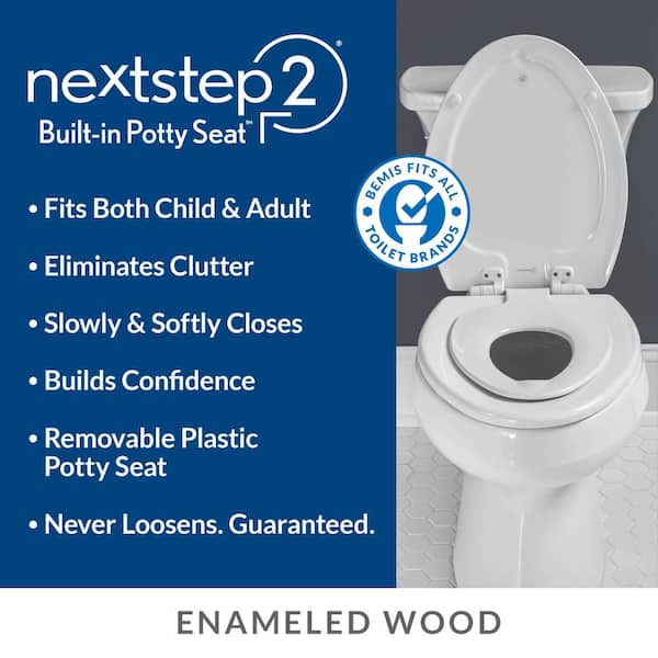 NEW BEMIS NextStep2 Children's Elongated Closed Front Toilet Seat in White 