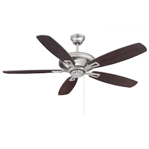 Mystique 52 in. W x 6 in. H 2-Light Indoor Satin Nickel Ceiling Fan with Frosted Glass Shade