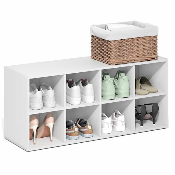 Furinno 15.6 in. H 8-Pair Black Dark Oak Wood Shoe Rack 25006WHD