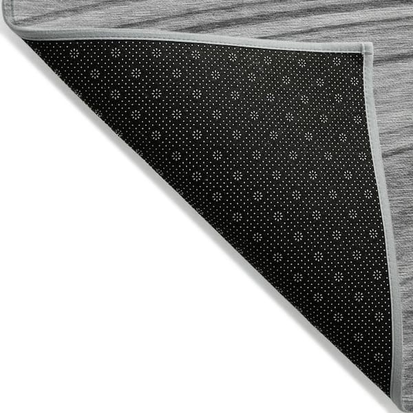 Gray, Silver, Ivory 3 ft. x 5 ft. Woven Abstract Polyester Rectangle Indoor / Outdoor Area Rug