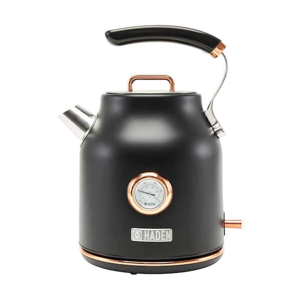 HADEN Dorset 1.7 l 7-Cup Black and Copper Stainless Steel Electric Kettle with Auto Shut-Off and Boil-Dry Protection
