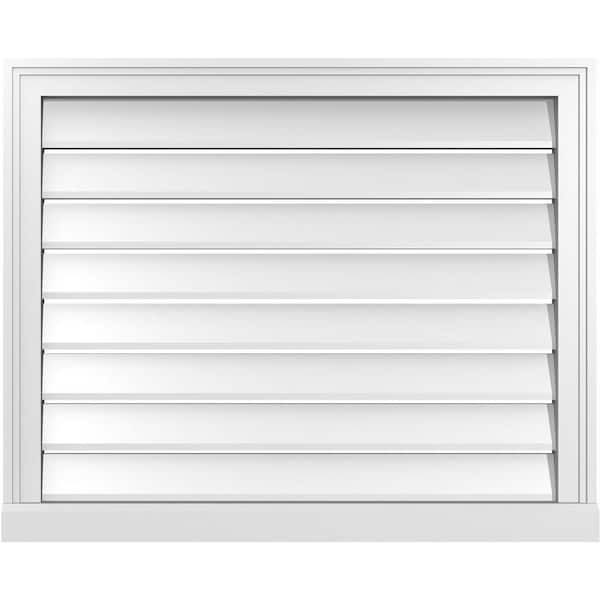 Ekena Millwork 32 in. x 26 in. Vertical Surface Mount PVC Gable Vent: Functional with Brickmould Sill Frame