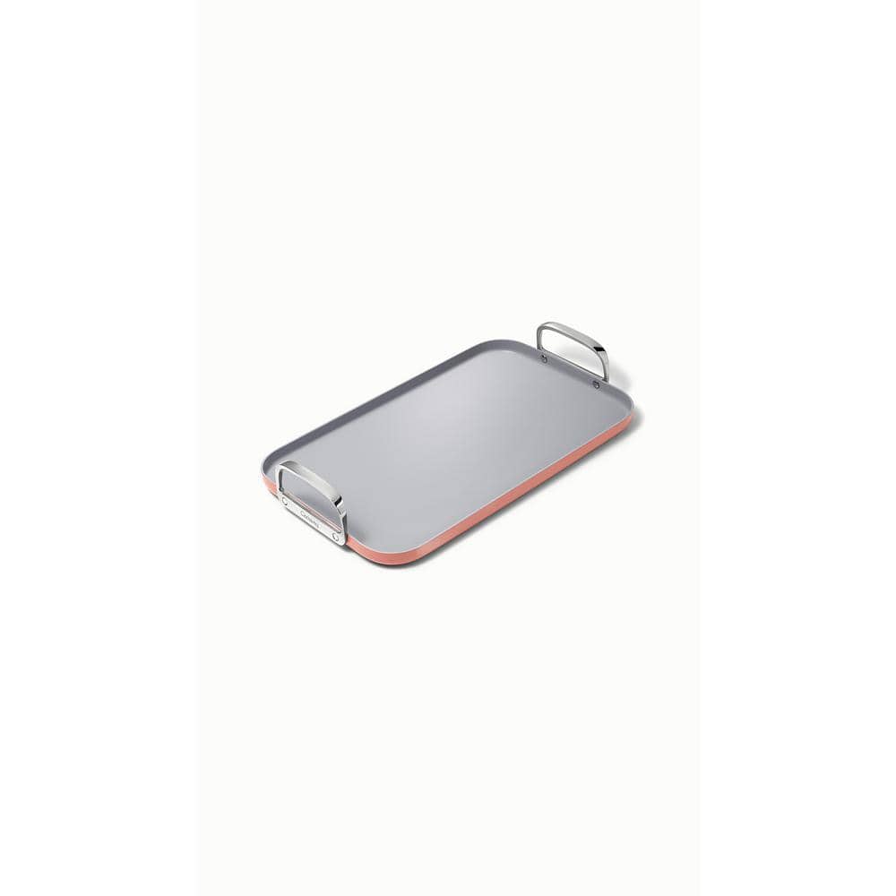 Terracotta Ceramic Nonstick Double Burner Griddle with Stainless Steel Handles