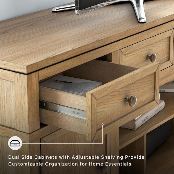 Signature DESIGN BY ASHLEY Sharlance Light Brown TV Stand Fits