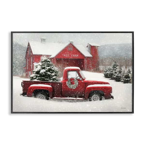 Festive Tree Farm Pickup by Lori Deiter Framed Giclee Art Print Nature 20 in. x 30 in.