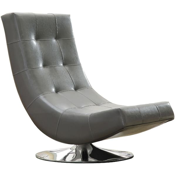 William's Home Furnishing Trinidad Gray Padded Leatherette Seat Accent Chair