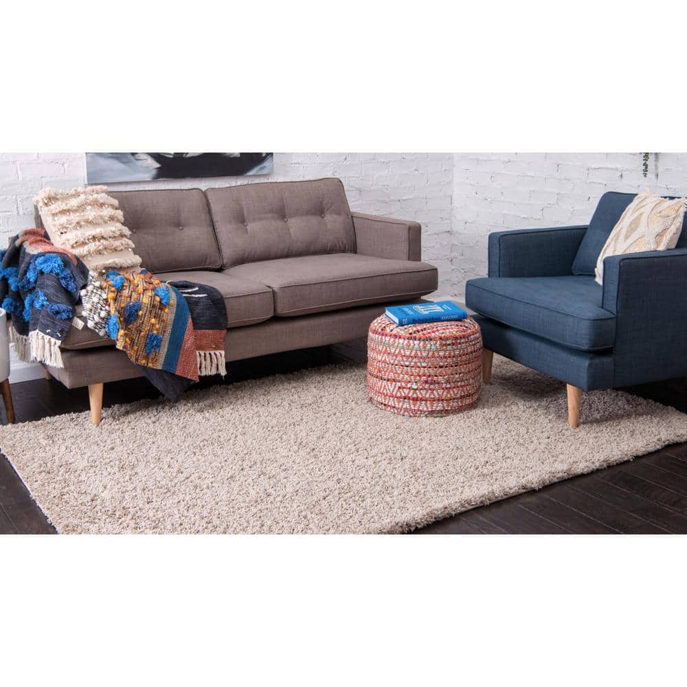 2'x3' Blue Solid Shag Reversible Synthetic Rug