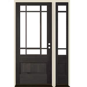 36 in. x 80 in. 3/4 Prairie-Lite with Beveled Glass Black Stain Left Hand Douglas Fir Prehung Front Door Right Sidelite