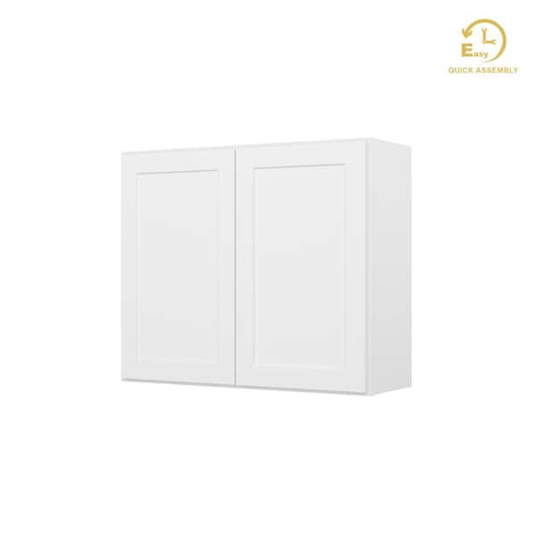 HOMLUX Easy-DIY 36 in. W x 12 in. D x 30 in. H in Shaker White Ready to Assemble Wall Kitchen Cabinet 2 Doors-2 Shelves
