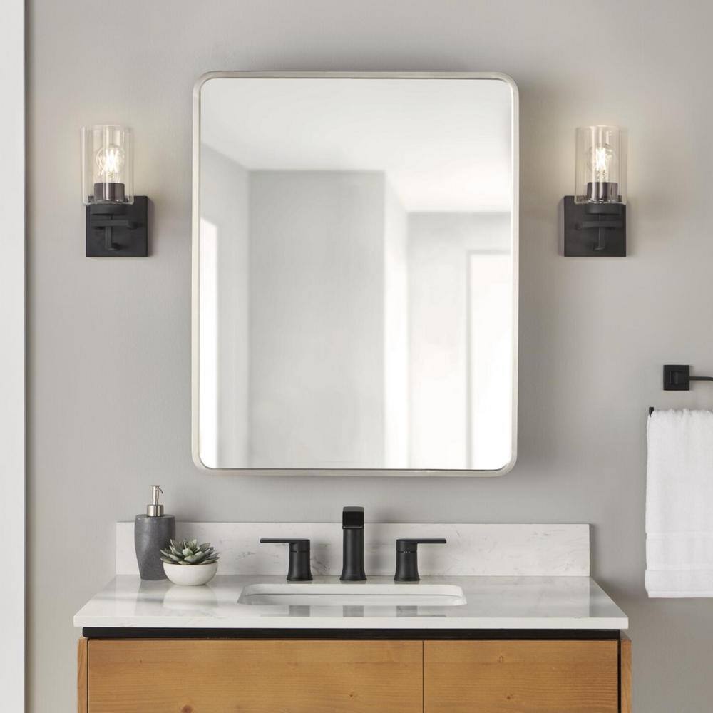 Glacier Bay 24 in. W x 30 in. H Rounded Corner Rectangular Brushed ...