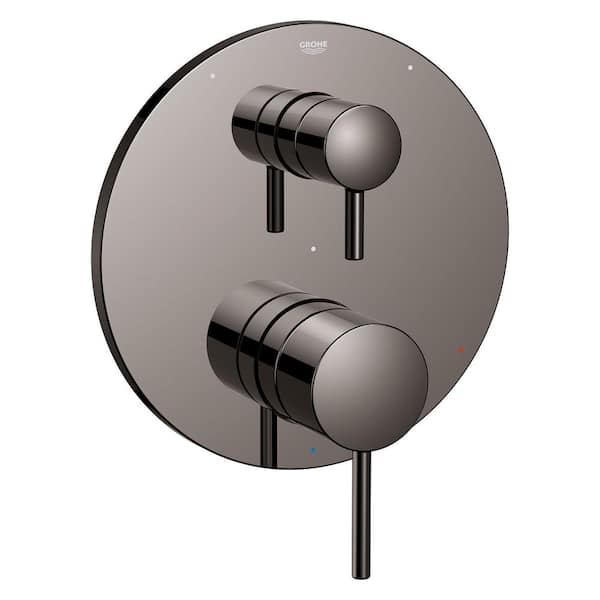 GROHE Timeless 3-Way Diverter 2-Handle Wall Mount Tub and Shower Faucet Trim Kit in Hard Graphite (Valve Not Included)