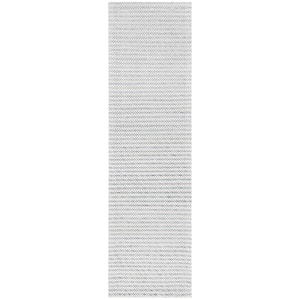 Marbella Light Gray/Ivory 2 ft. x 12 ft. Interlaced Striped Runner Rug