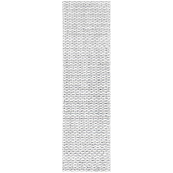 SAFAVIEH Marbella Light Gray/Ivory 2 ft. x 14 ft. Interlaced Striped Runner Rug