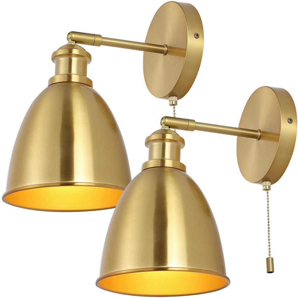 Hudson Industrial 10'' Brass Gold Dimmable LED Wall Sconce