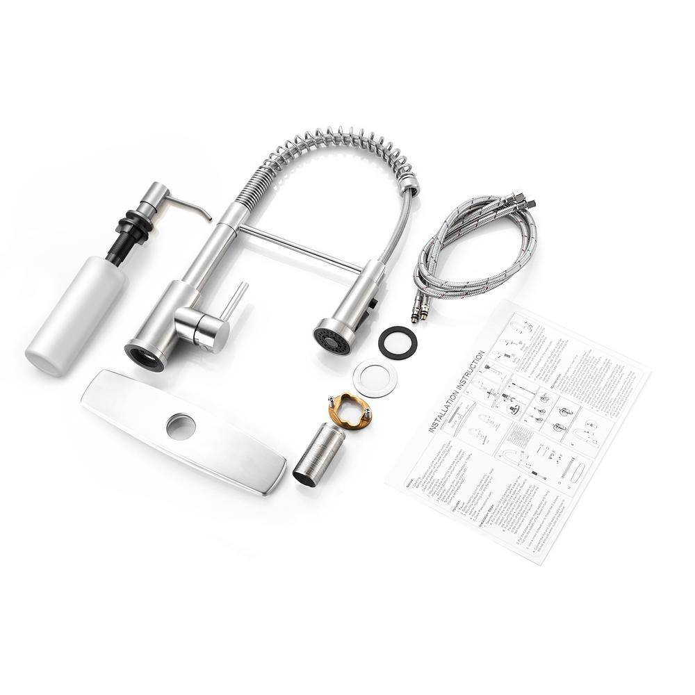 Brushed Nickel High-Arc Kitchen Faucet with Pull-out Spray