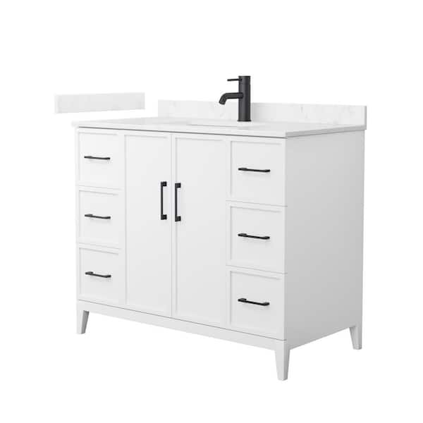 Wyndham Collection Elan 42 in. W x 22 in. D x 35 in. H Single Bath Vanity in White with Carrara Cultured Marble Top