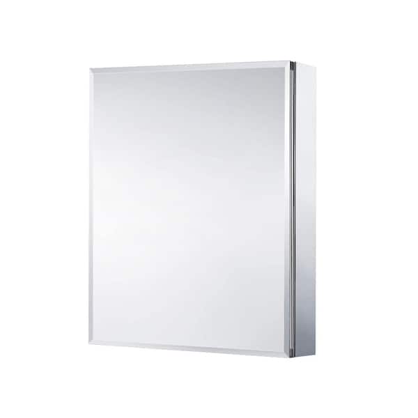 Kahomvis 20 in. W x 26 in. H Silver Aluminum Recessed/Surface Mount Soft Close Medicine Cabinet with Mirror and Adjustable Shelf