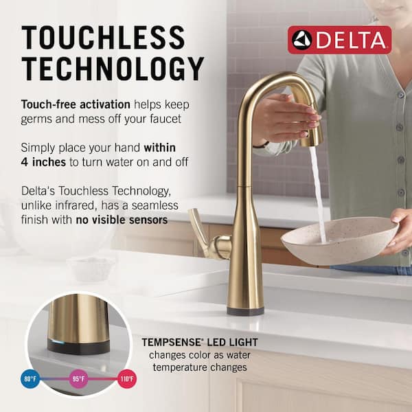 Stryke Gold Touch/Touchless Champagne Bronze 17.25 in. H Pull Down Sprayer Kitchen Faucet with 360 Degree Spout Swivel